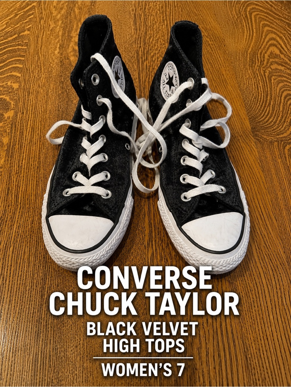 Converse Chuck Taylor All Star Black Velvet High Top Sneakers Women’s 7
